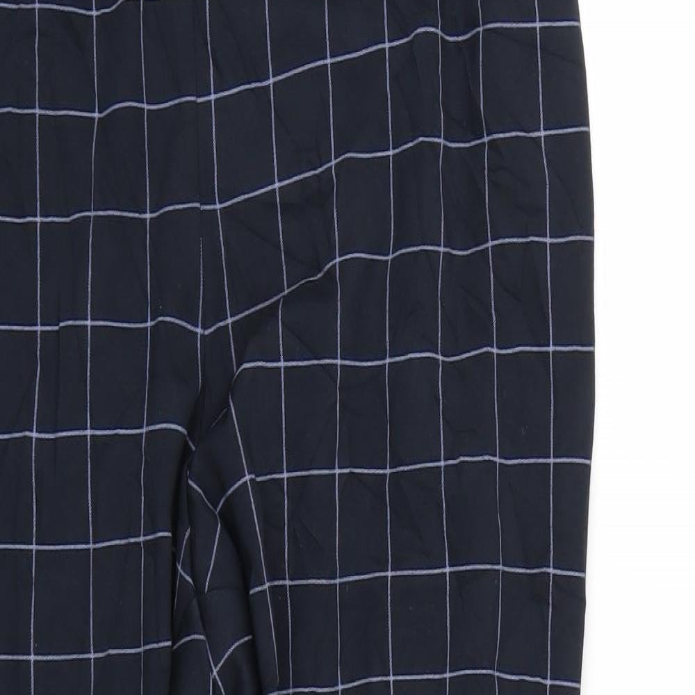 Marks and Spencer Womens Blue Check  Trousers  Size 16 L25 in
