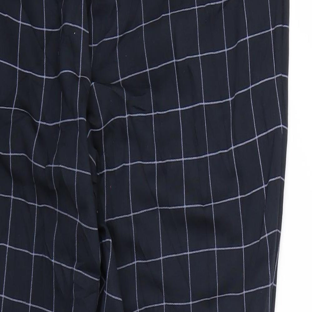 Marks and Spencer Womens Blue Check  Trousers  Size 16 L25 in