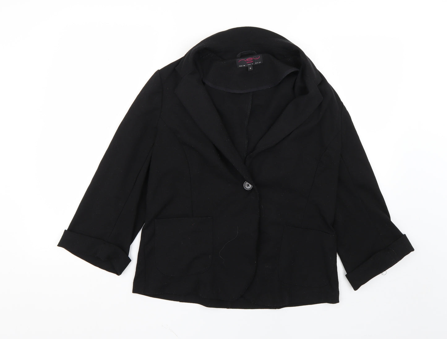 New Look Womens Black   Overcoat Coat Size 16