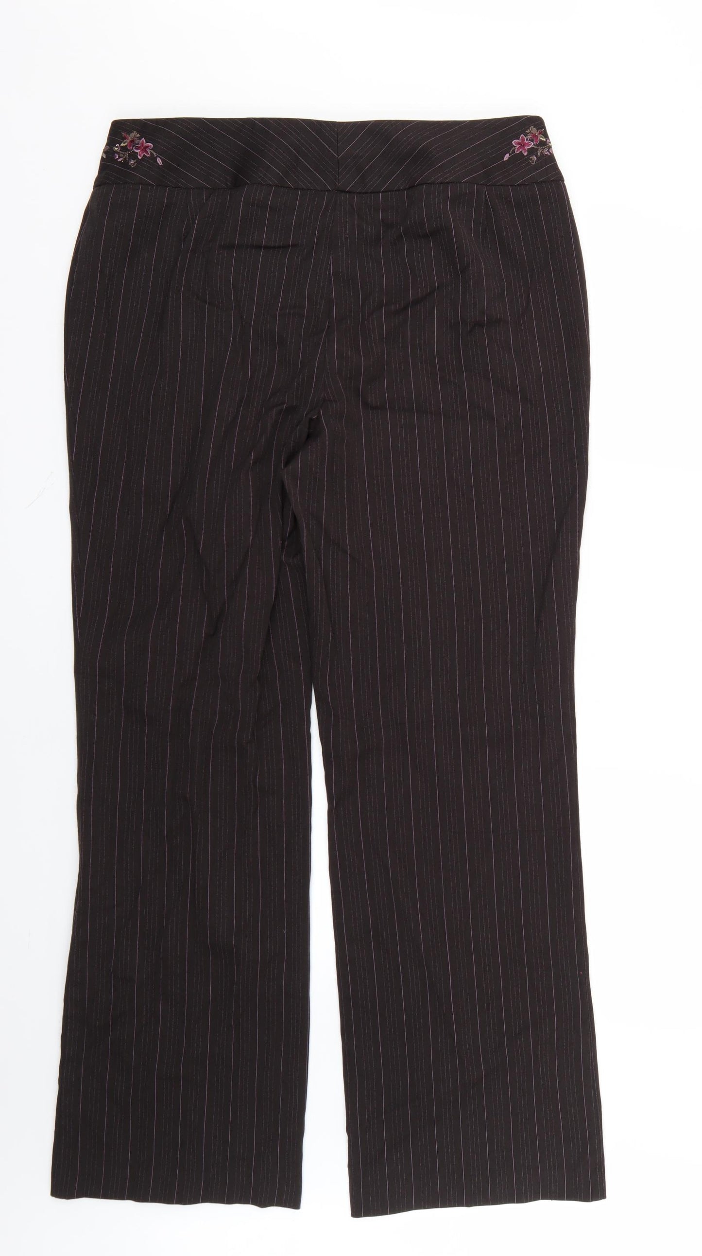 Marks and Spencer Womens Brown Striped  Trousers  Size 18 L30 in