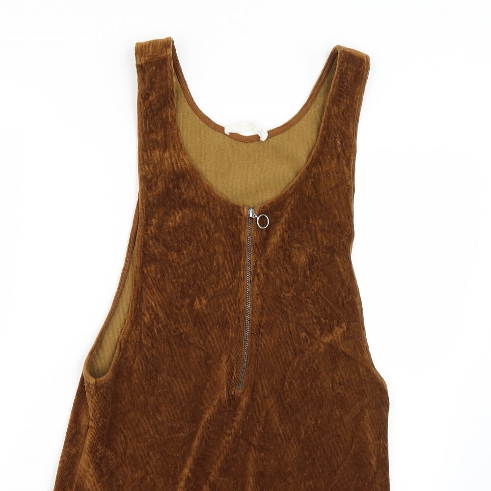 Mango Womens Brown   Pinafore/Dungaree Dress  Size XS
