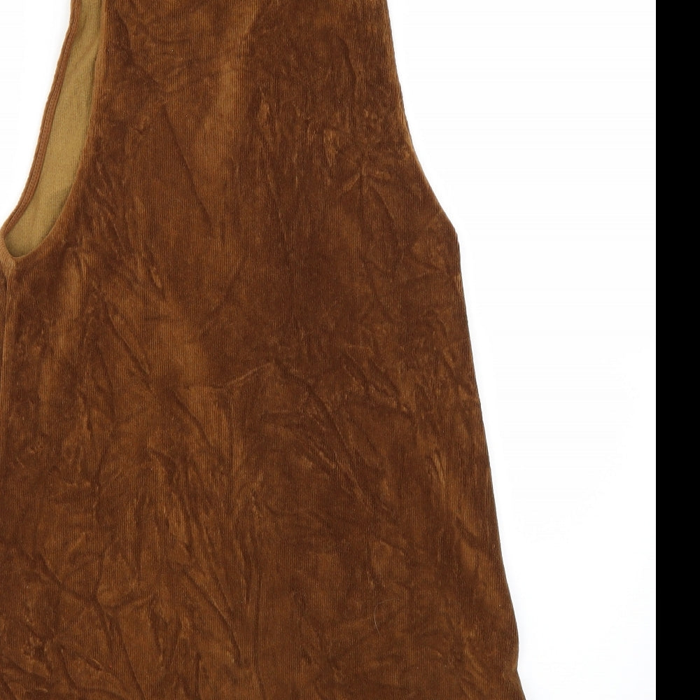 Mango Womens Brown   Pinafore/Dungaree Dress  Size XS