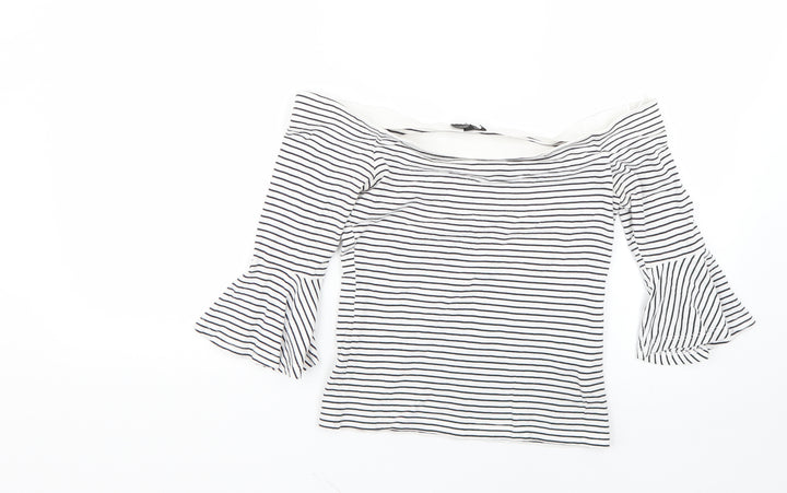 Topshop Womens Multicoloured Striped  Basic Blouse Size 10