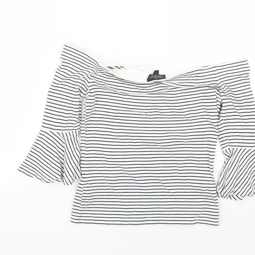 Topshop Womens Multicoloured Striped  Basic Blouse Size 10