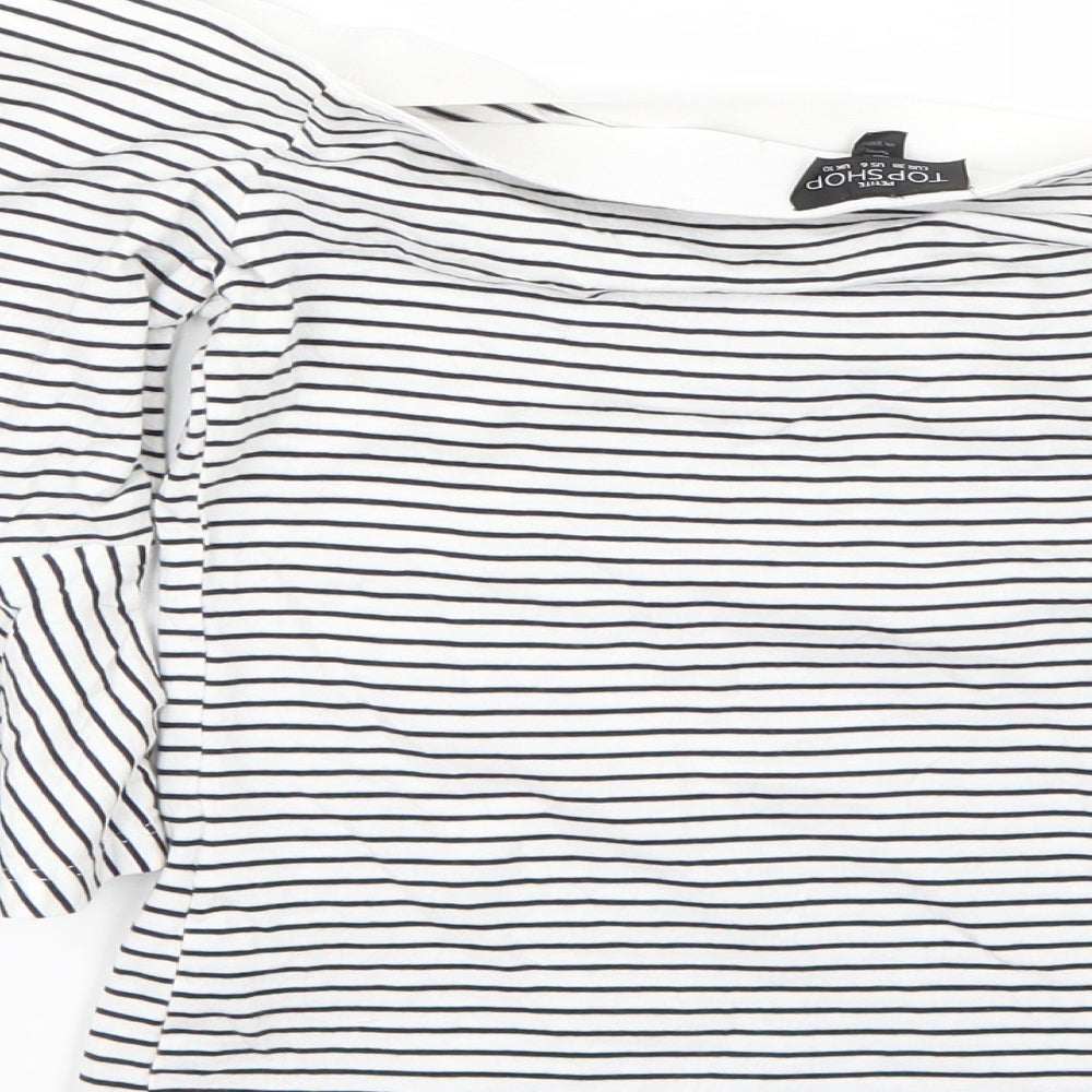 Topshop Womens Multicoloured Striped  Basic Blouse Size 10