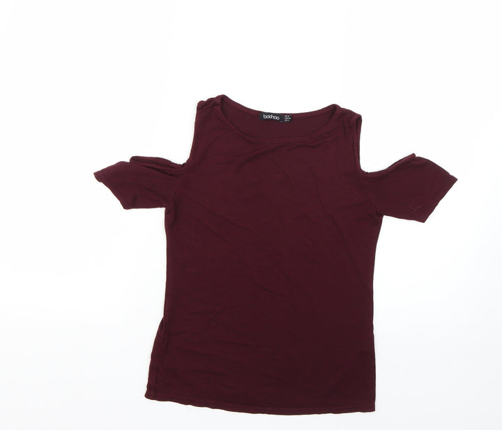 Boohoo Womens Purple Basic Blouse Size 6
