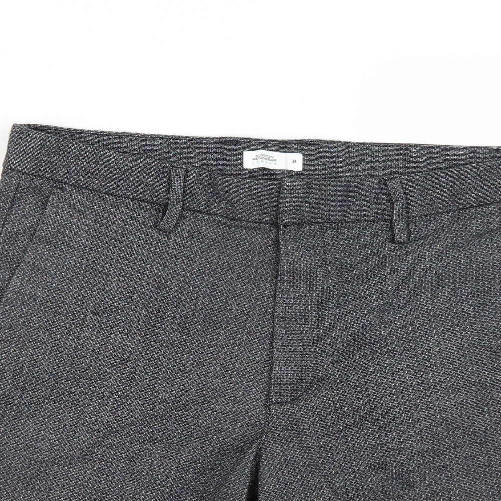 Burton Mens Grey Argyle/Diamond  Chino Shorts Size 34