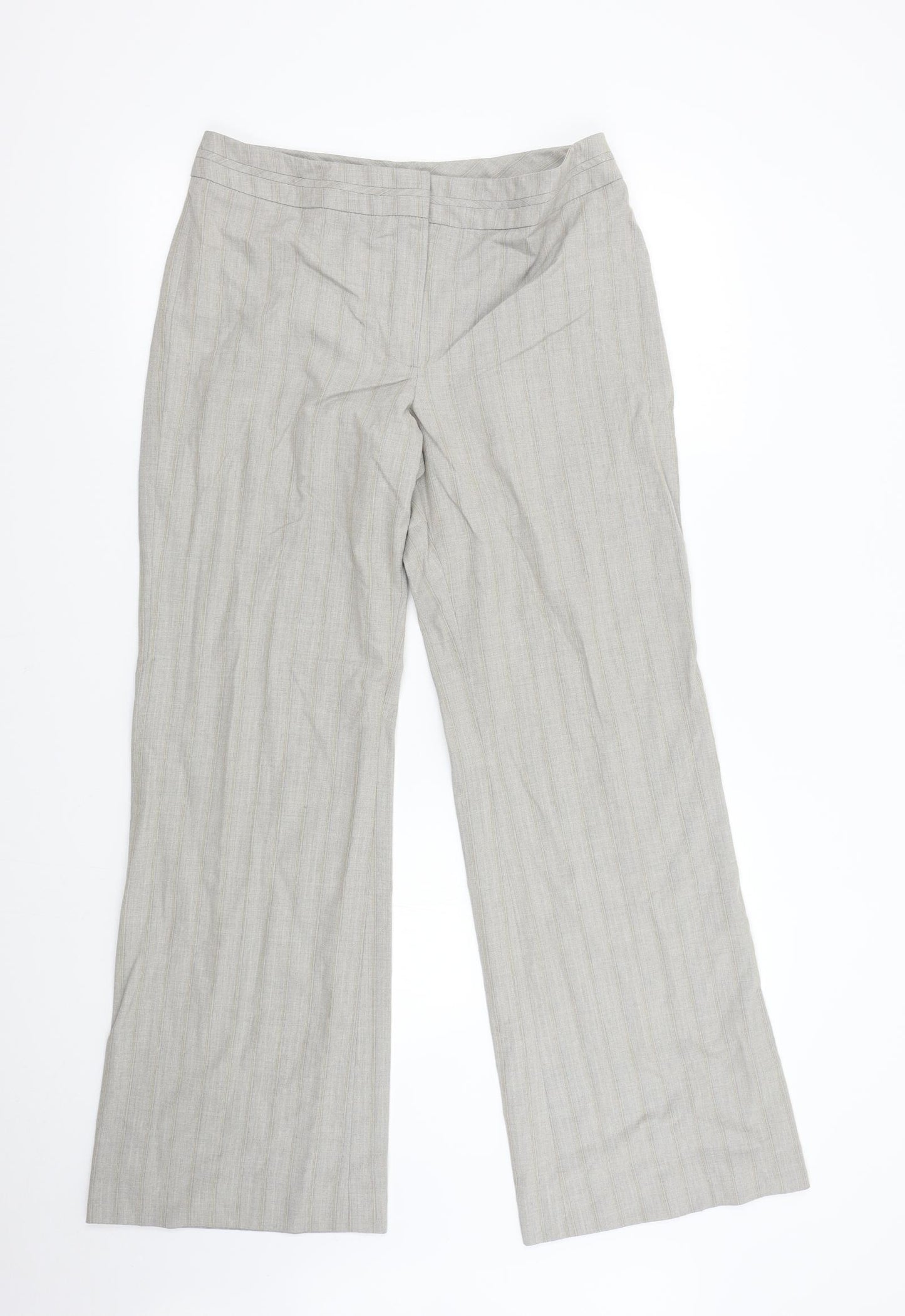 AMARANTO Womens Grey Striped  Trousers  Size 12 L31 in