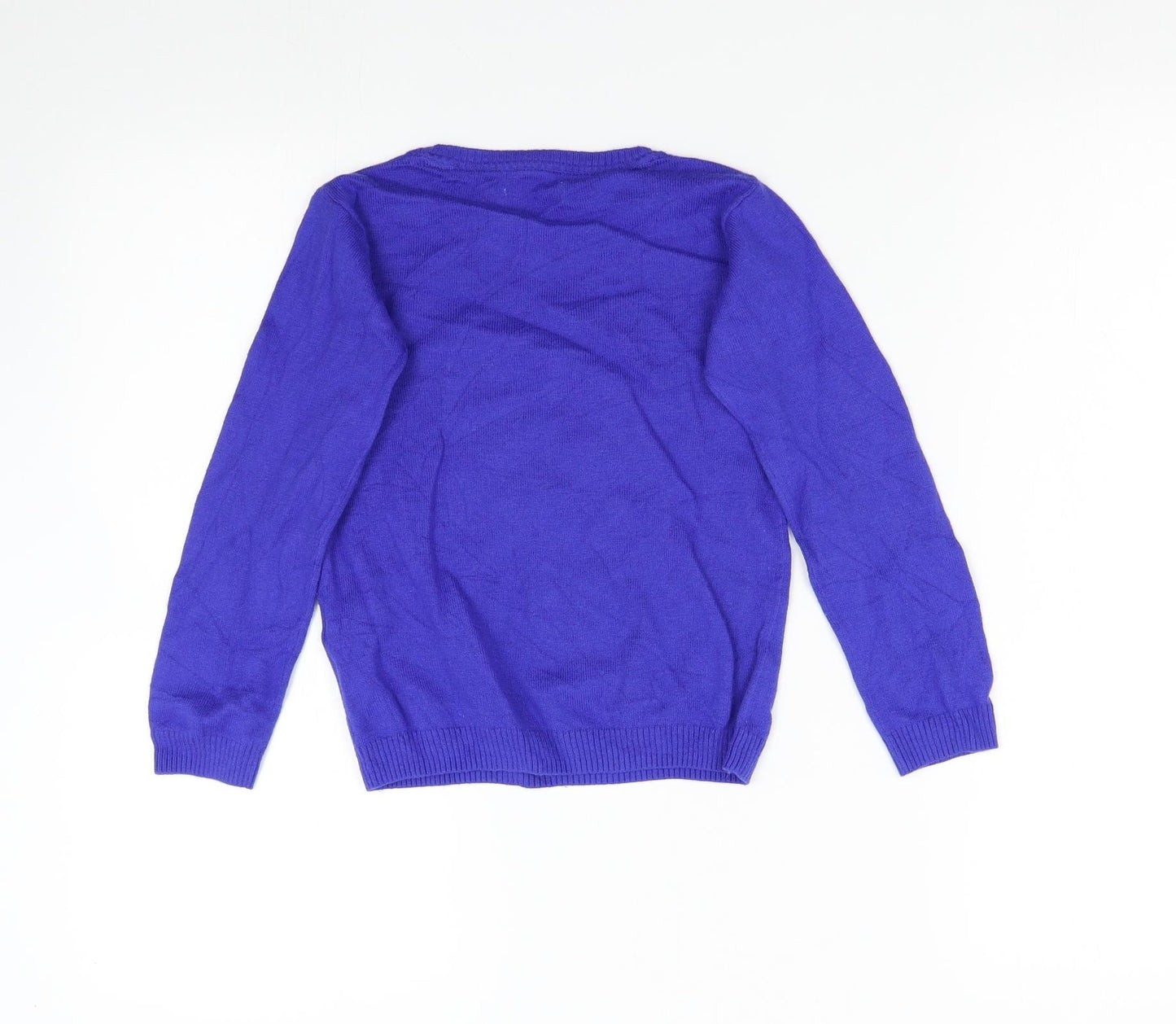 M&S Boys Blue  Knit Pullover Jumper Size 6-7 Years  - Christmas