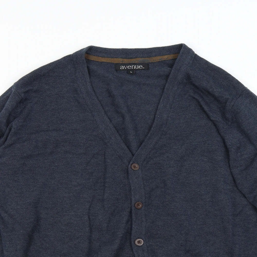 Avenue Mens Blue  Knit Cardigan Jumper Size L