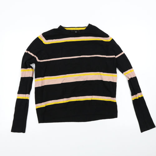 Very Womens Black Striped Knit Pullover Jumper Size 16
