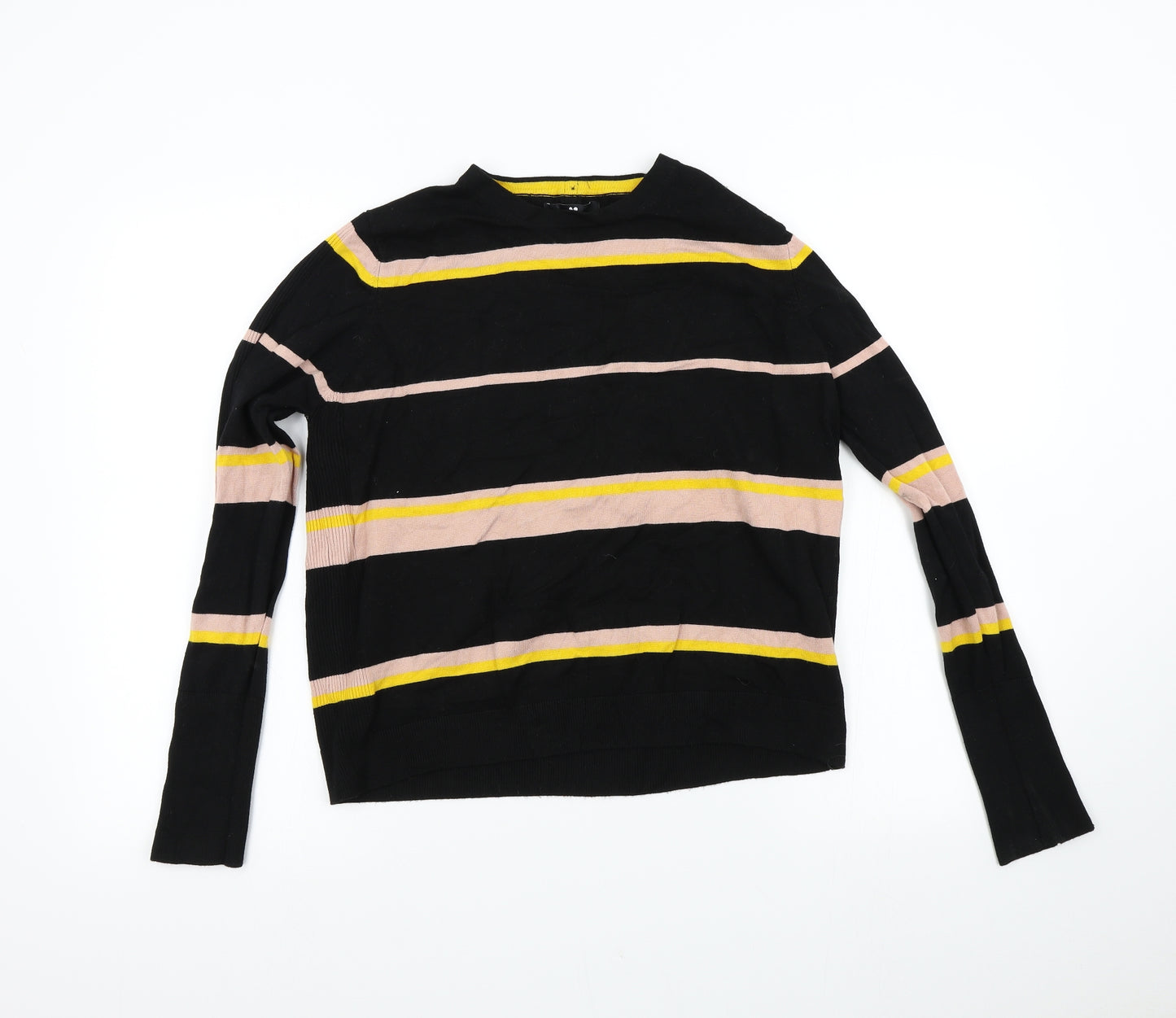 Very Womens Black Striped Knit Pullover Jumper Size 16