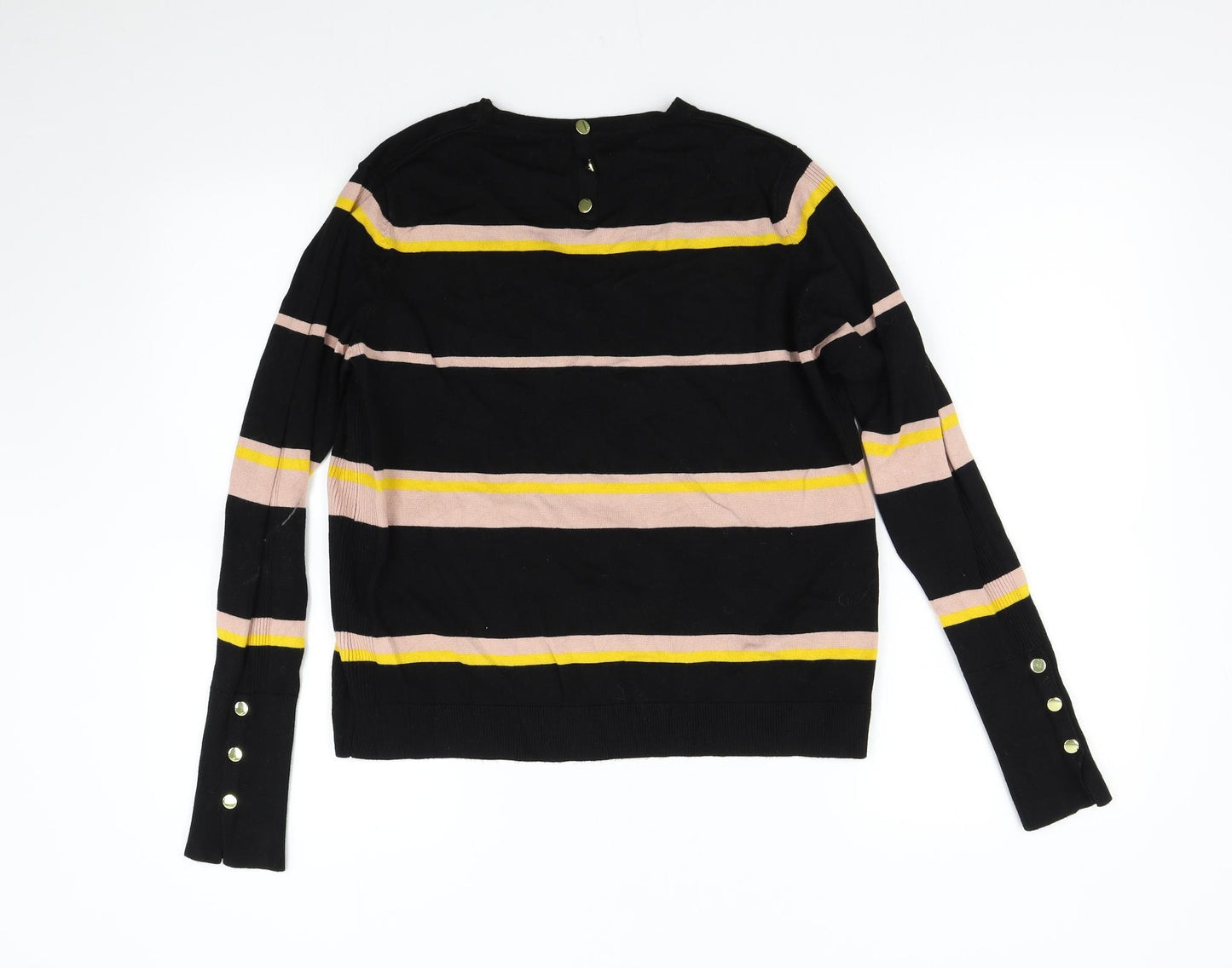 Very Womens Black Striped Knit Pullover Jumper Size 16