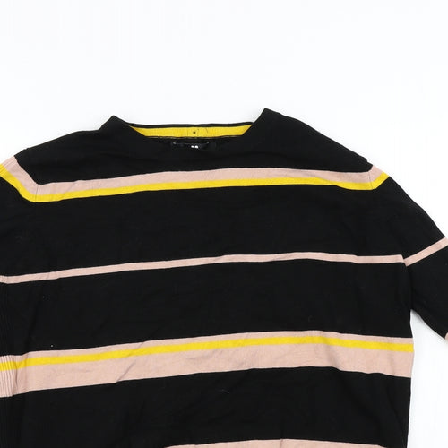 Very Womens Black Striped Knit Pullover Jumper Size 16