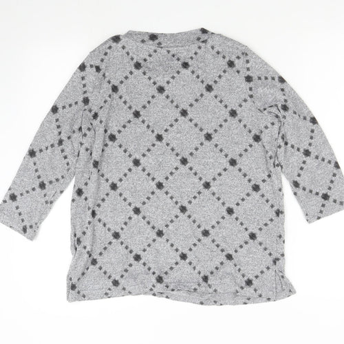 M&S Womens Grey Check Knit Pullover Jumper Size 12