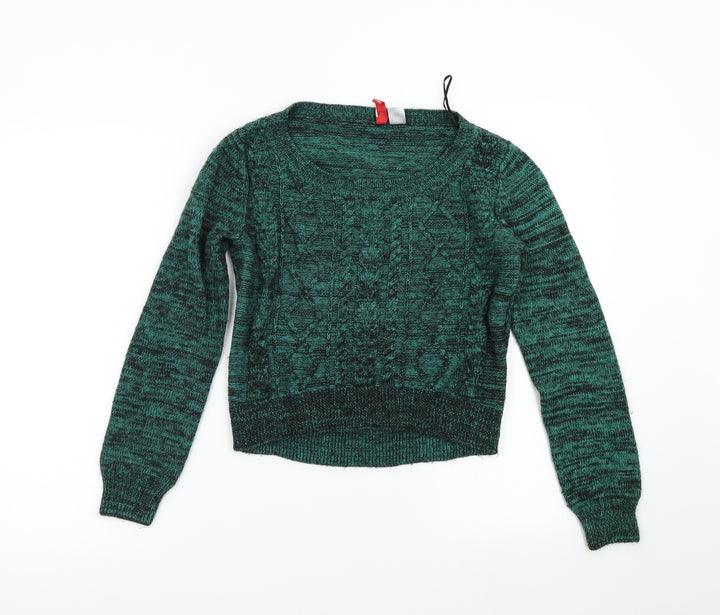 H&M Womens Green Pullover Jumper Size 4