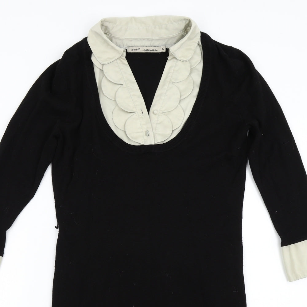 NEXT Womens Black  Knit Jumper Dress  Size 12