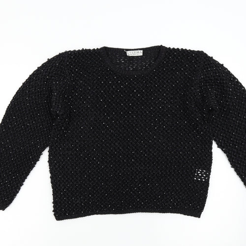 L' Ultima Womens Black  Knit Pullover Jumper Size M