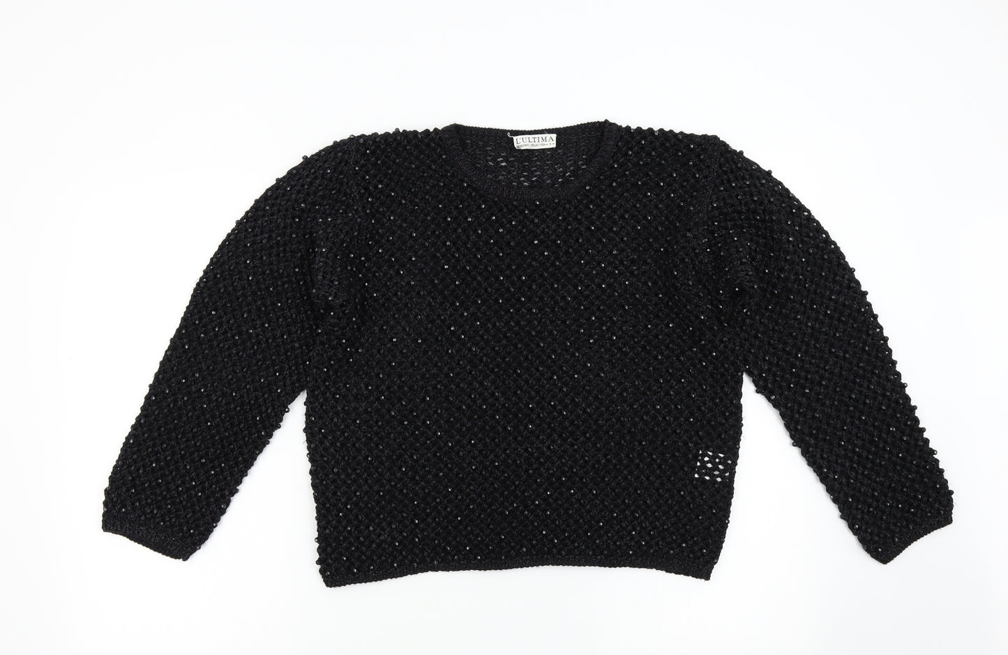 L' Ultima Womens Black  Knit Pullover Jumper Size M