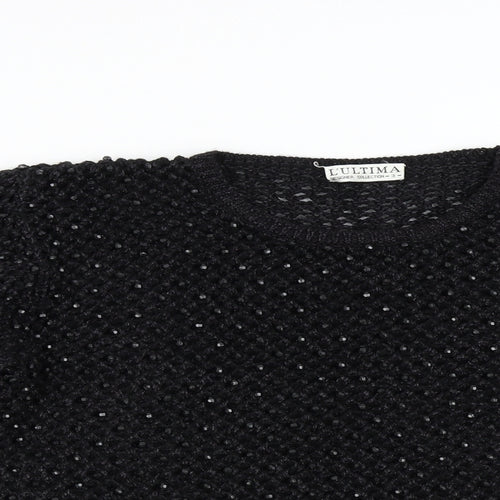 L' Ultima Womens Black  Knit Pullover Jumper Size M