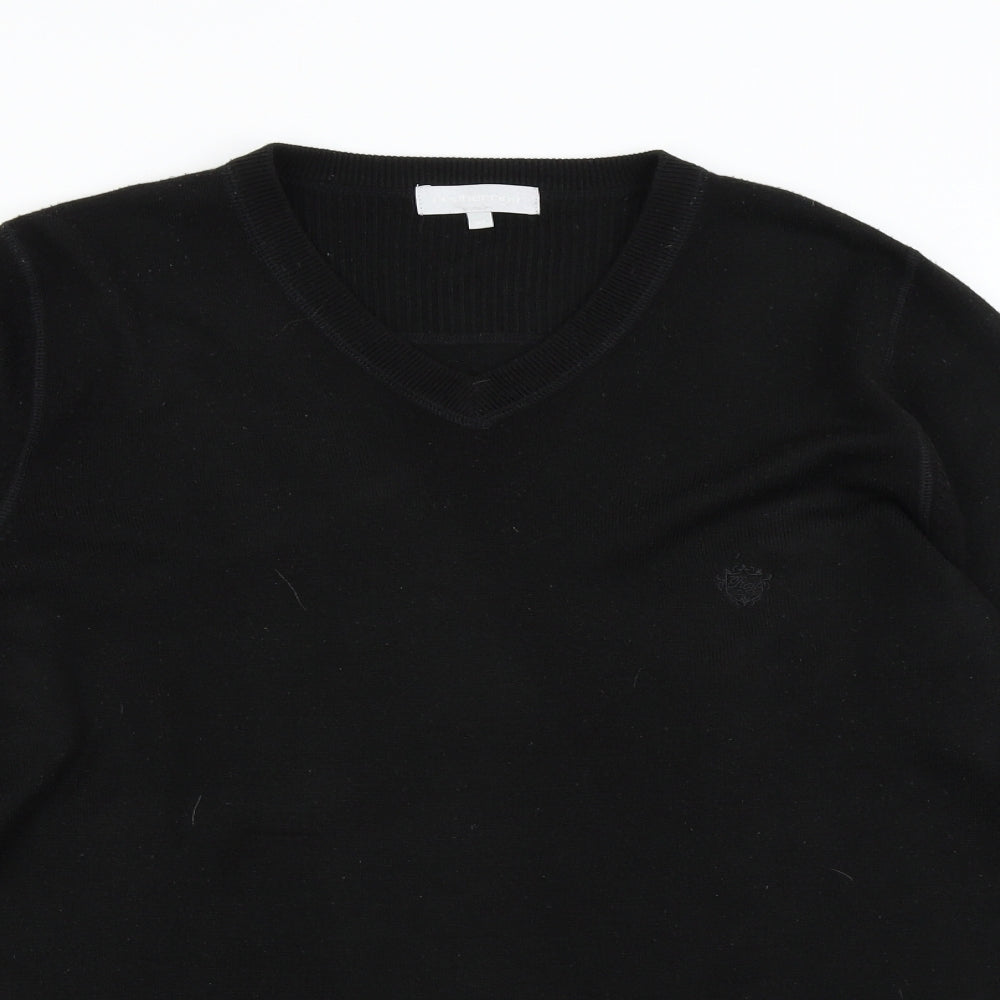 Red Herring Mens Black  Knit Pullover Jumper Size M
