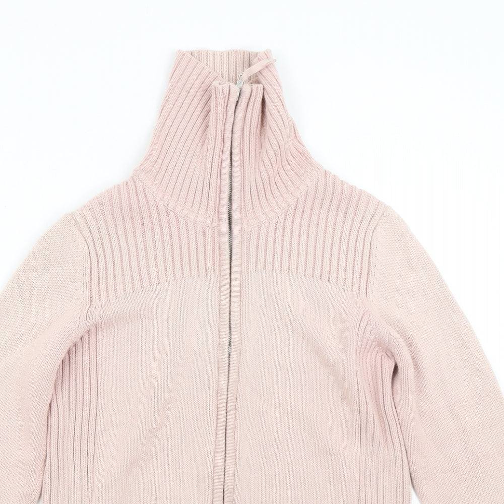 M&S Womens Pink  Knit Full Zip Jumper Size 14