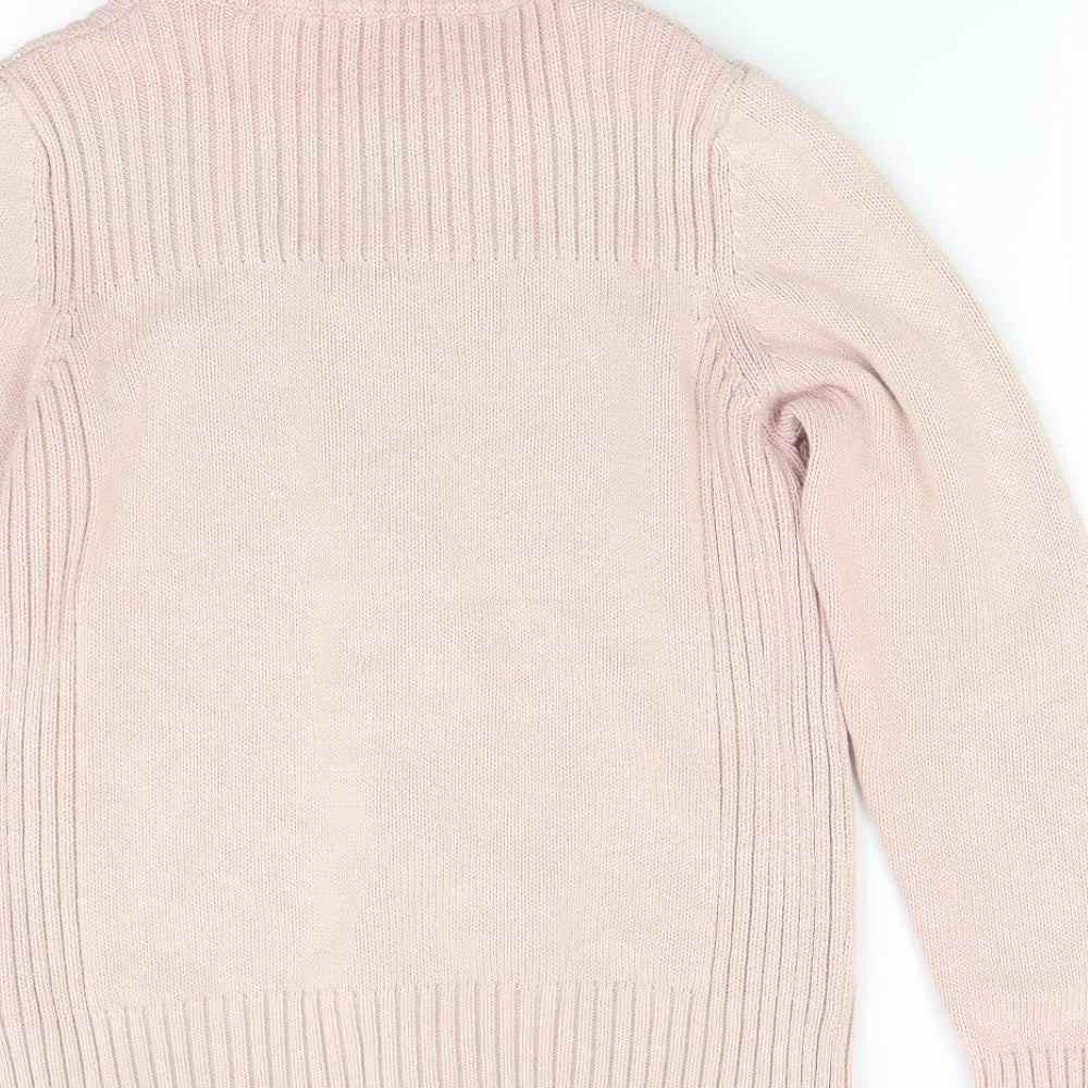 M&S Womens Pink  Knit Full Zip Jumper Size 14