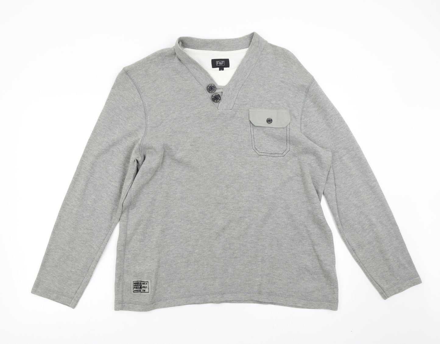 F&F Mens Grey   Pullover Jumper Size XL
