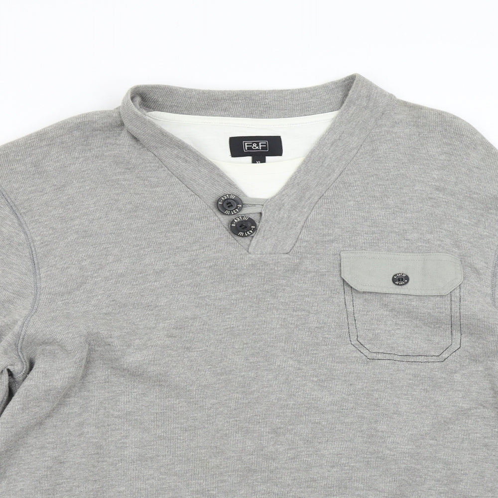 F&F Mens Grey   Pullover Jumper Size XL