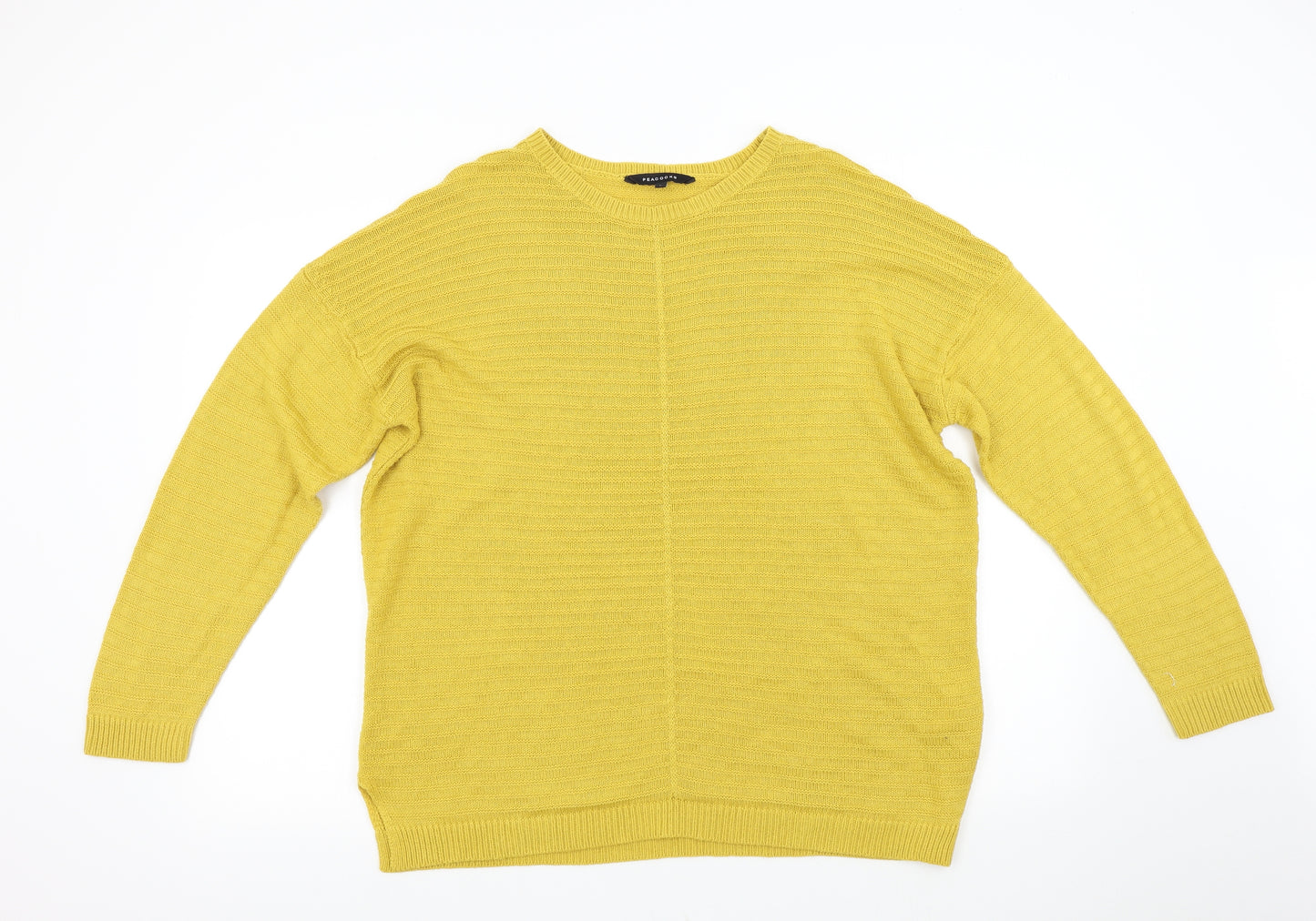 Peacocks Womens Yellow  Knit Pullover Jumper Size L