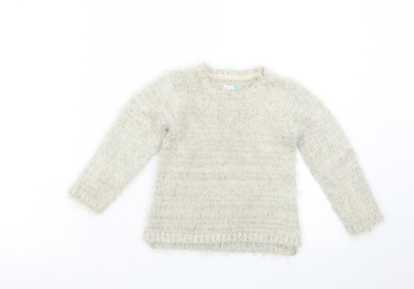 John Lewis Girls Beige  Knit Pullover Jumper Size 6 Years