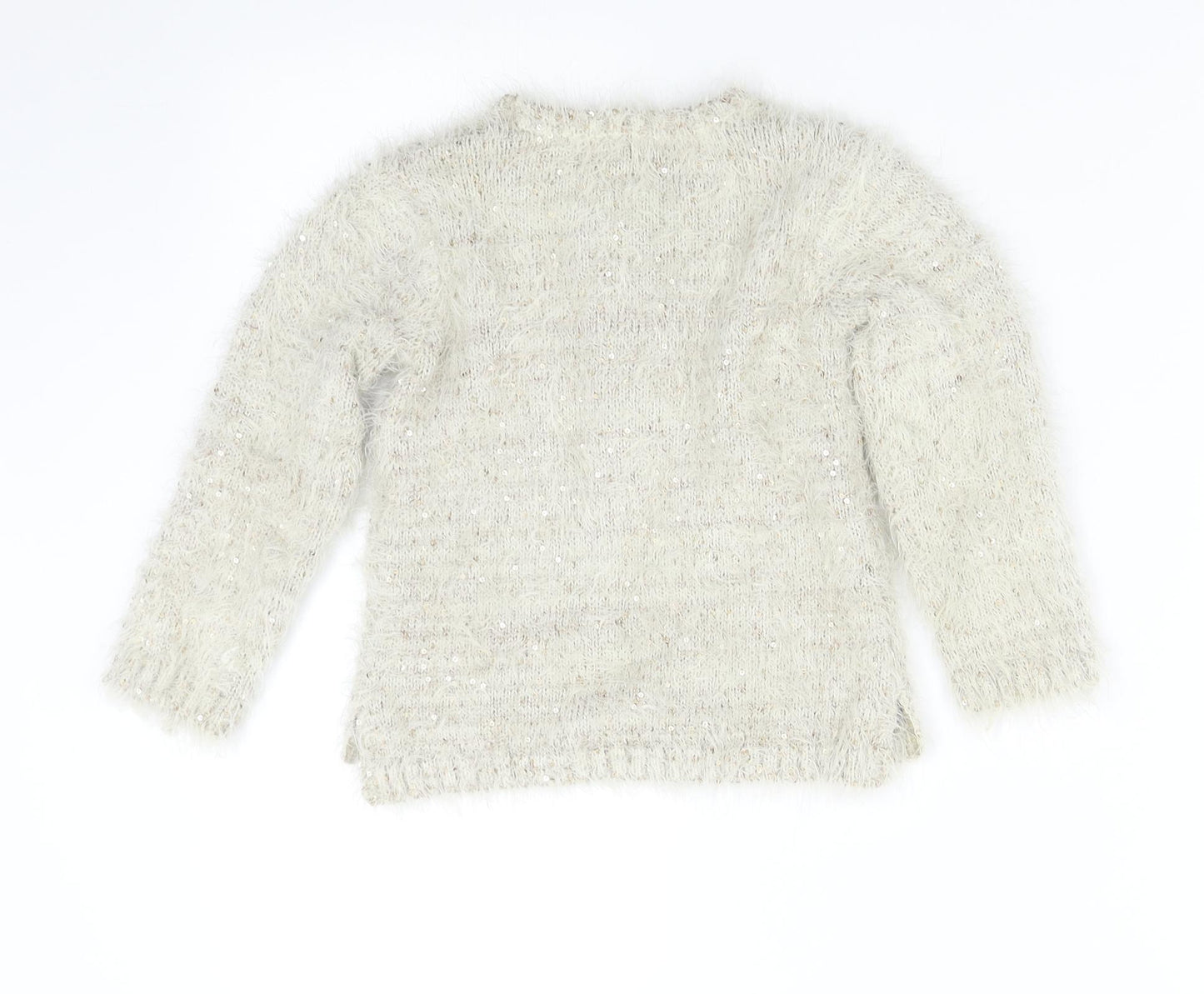 John Lewis Girls Beige  Knit Pullover Jumper Size 6 Years