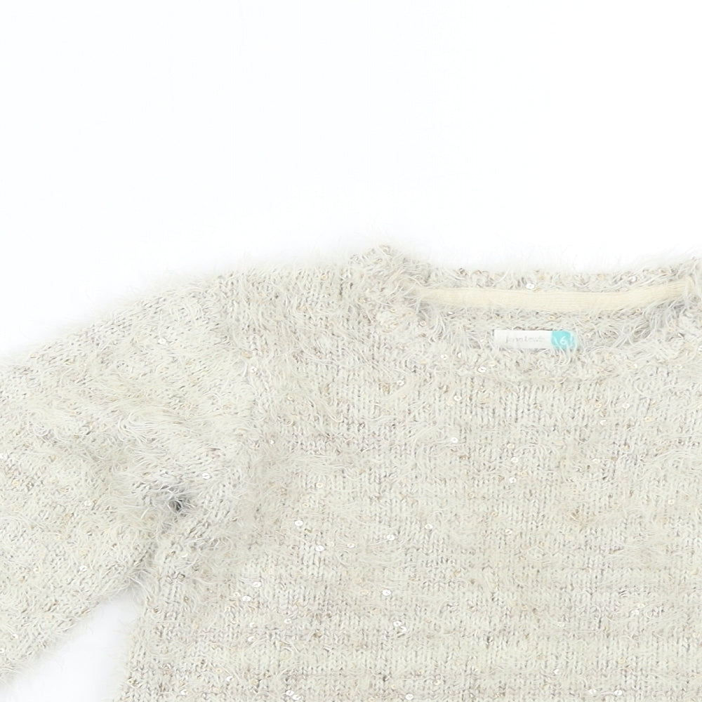 John Lewis Girls Beige  Knit Pullover Jumper Size 6 Years