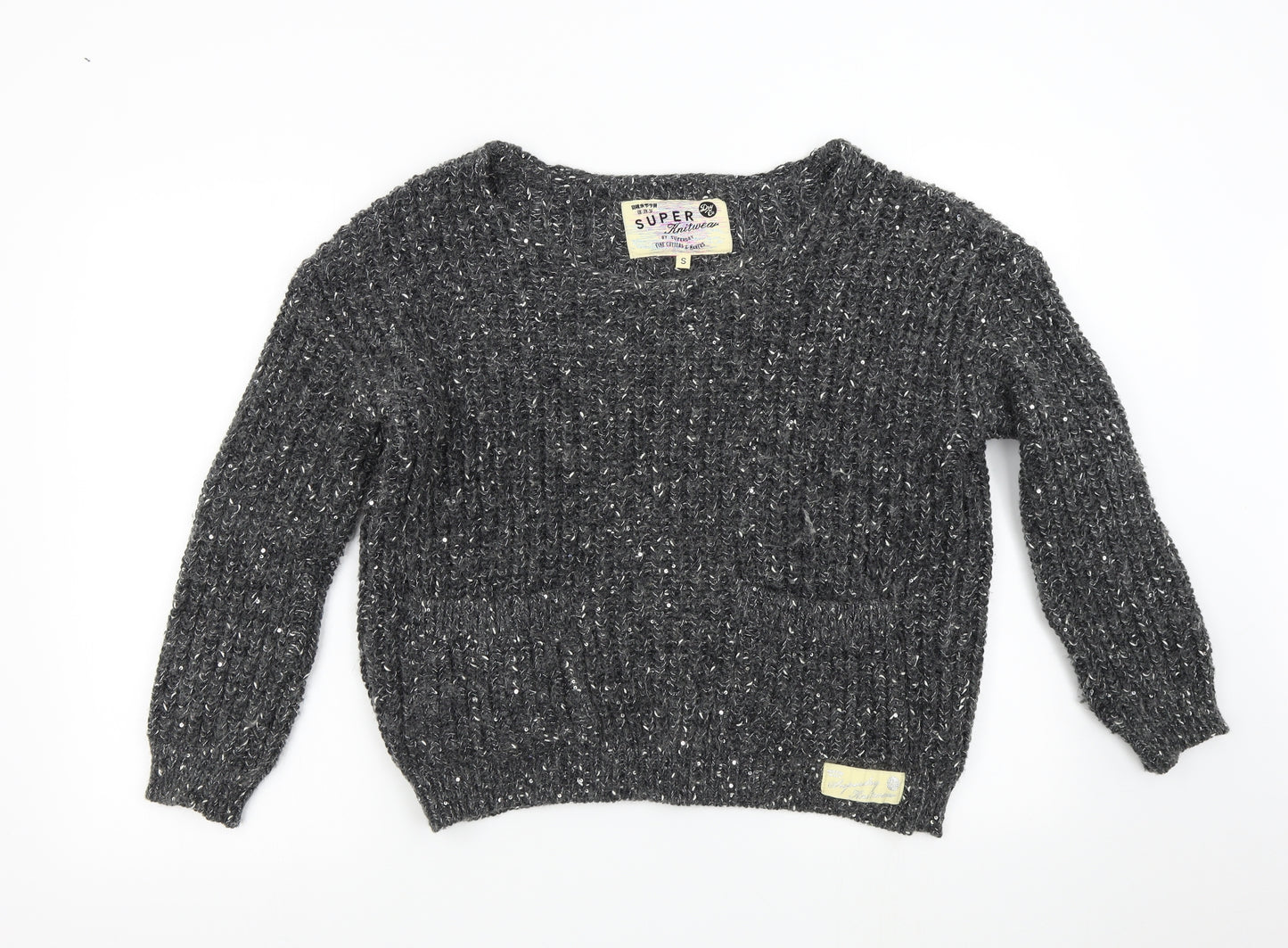 Superdry Womens Grey  Knit Pullover Jumper Size S