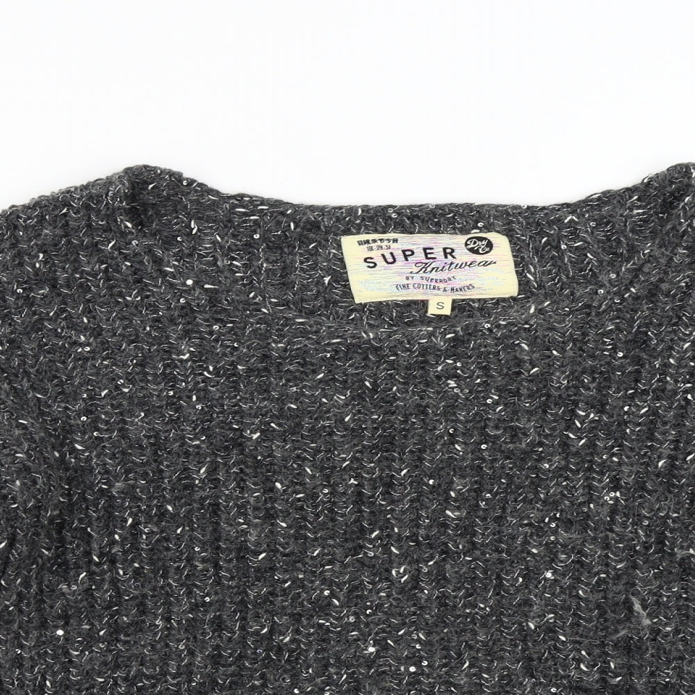 Superdry Womens Grey  Knit Pullover Jumper Size S