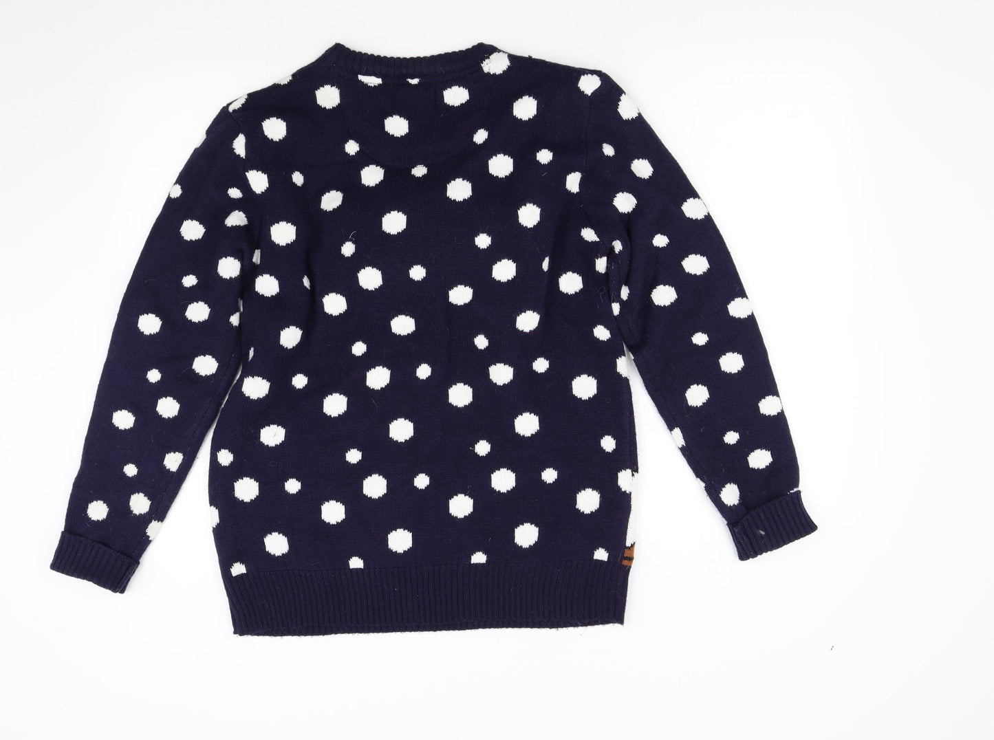 Pole Nord Womens Blue Polka Dot Knit Pullover Jumper Size M  - Christmas