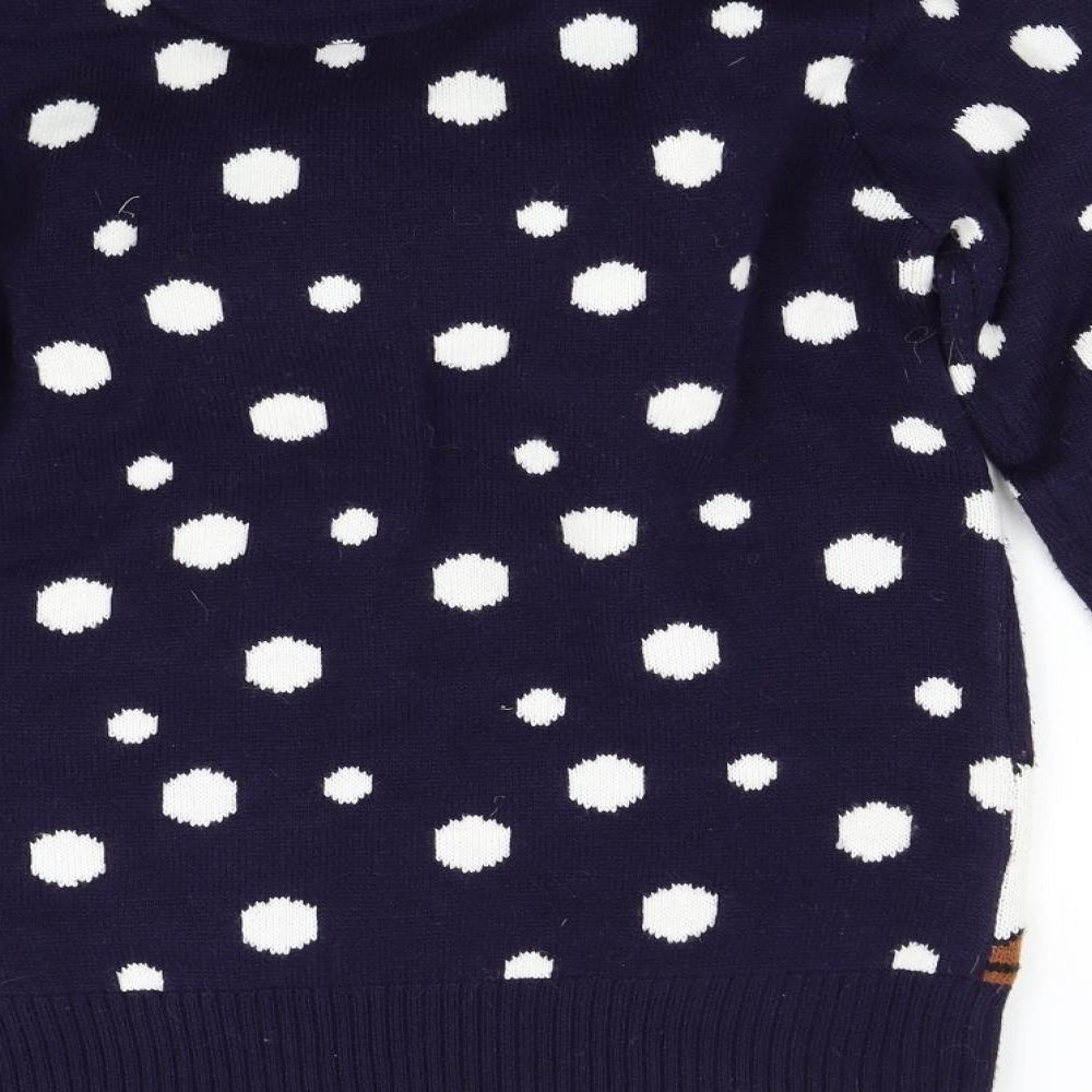Pole Nord Womens Blue Polka Dot Knit Pullover Jumper Size M  - Christmas