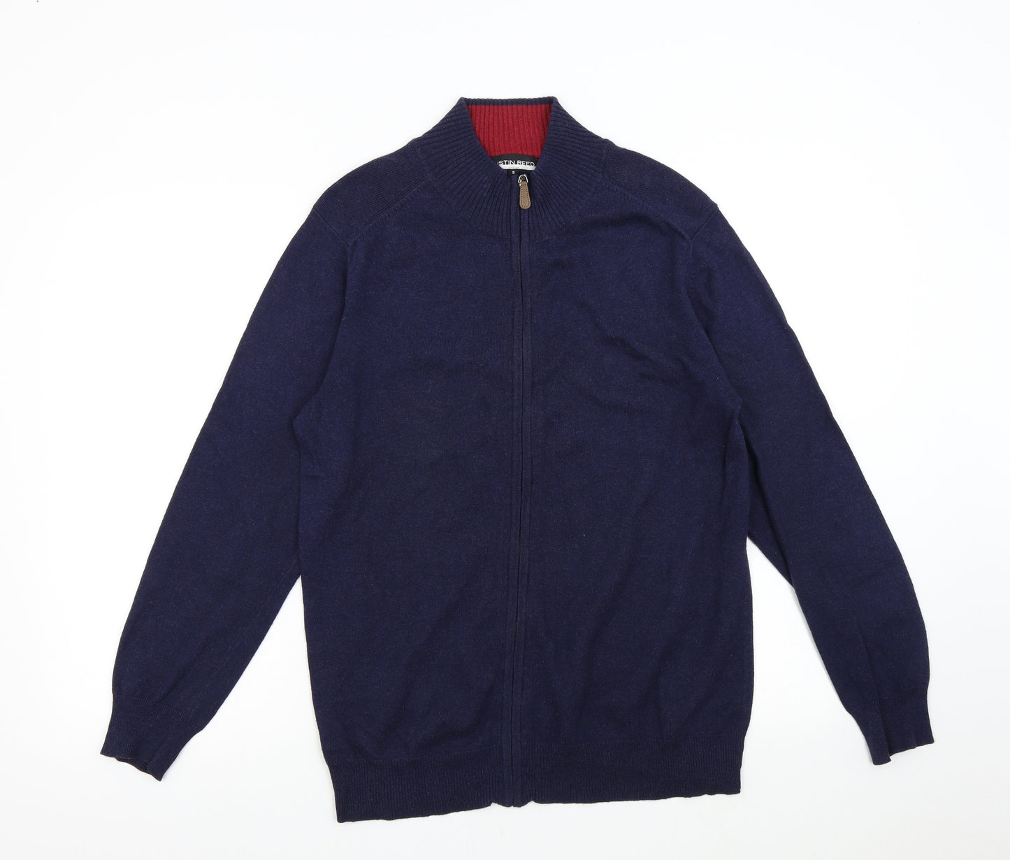 Austin Reed Mens Blue  Knit Full Zip Jumper Size S