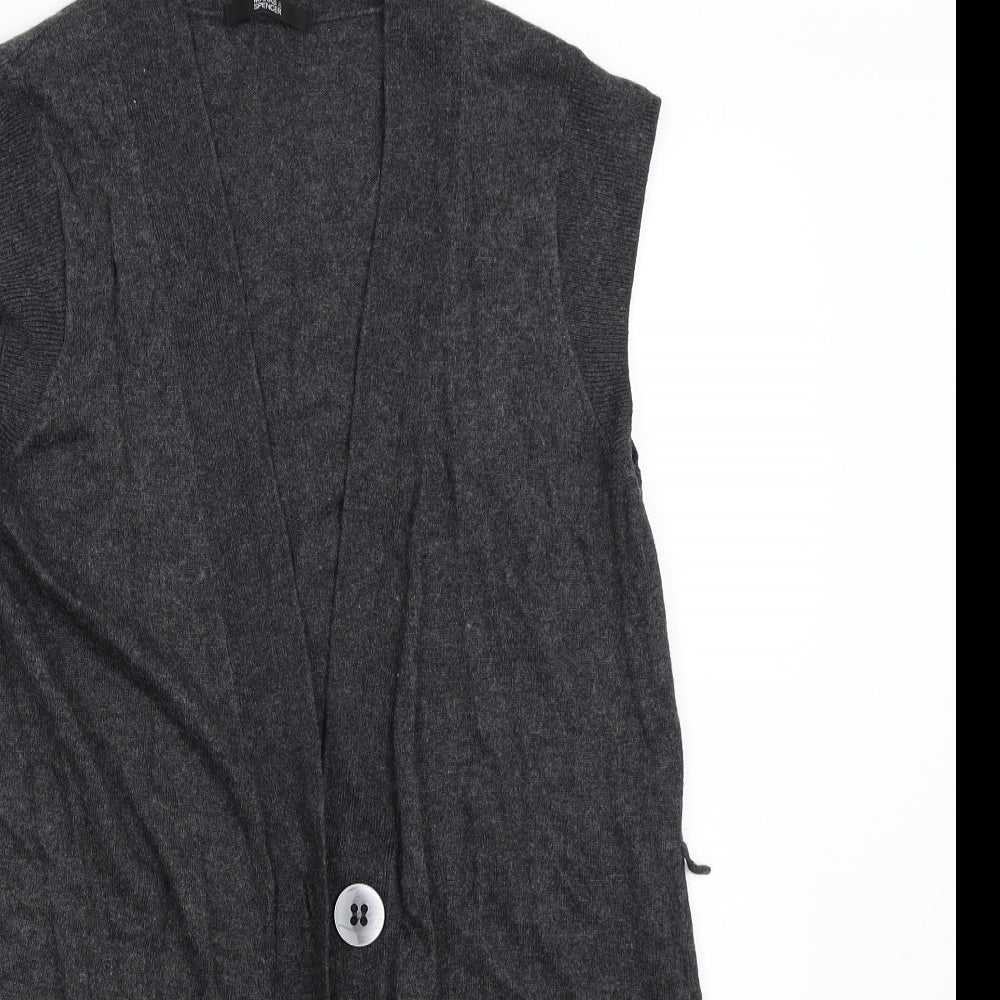 M&S Womens Grey  Knit Cardigan Jumper Size 16