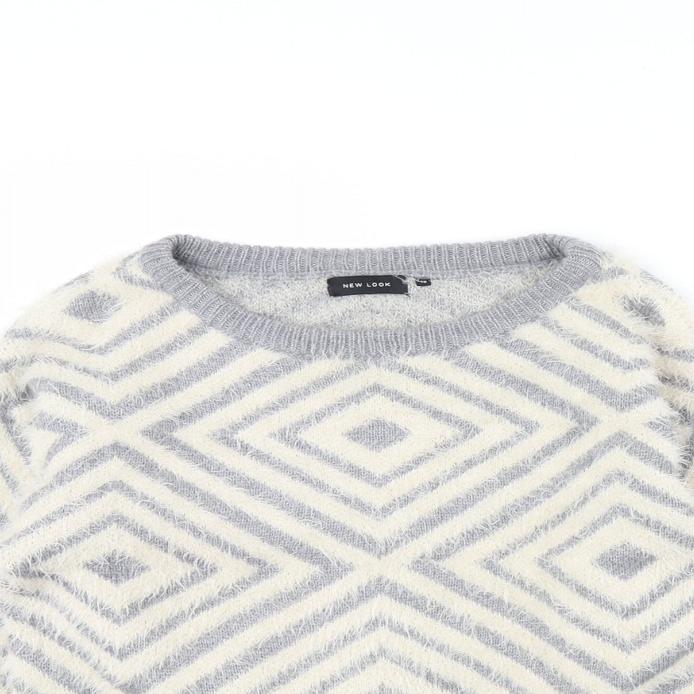 New Look Womens Beige Animal Print  Pullover Jumper Size 10