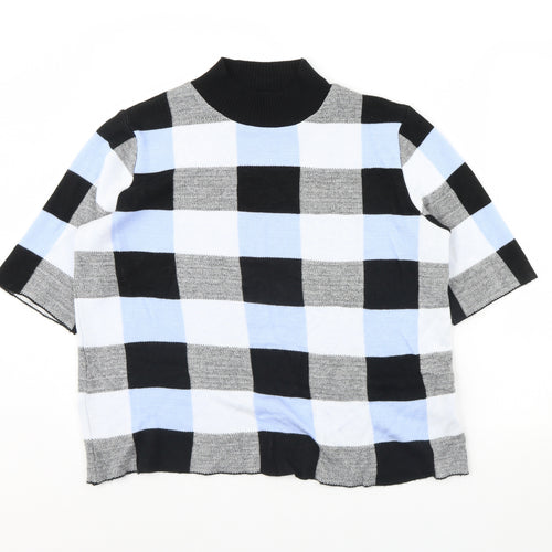 F&F Womens Blue Check  Pullover Jumper Size 16