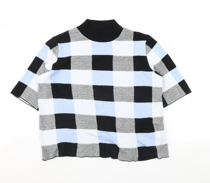 F&F Womens Blue Check  Pullover Jumper Size 16
