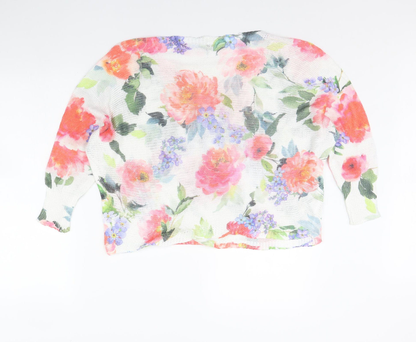 Cameo rose Womens White Floral  Pullover Jumper Size M