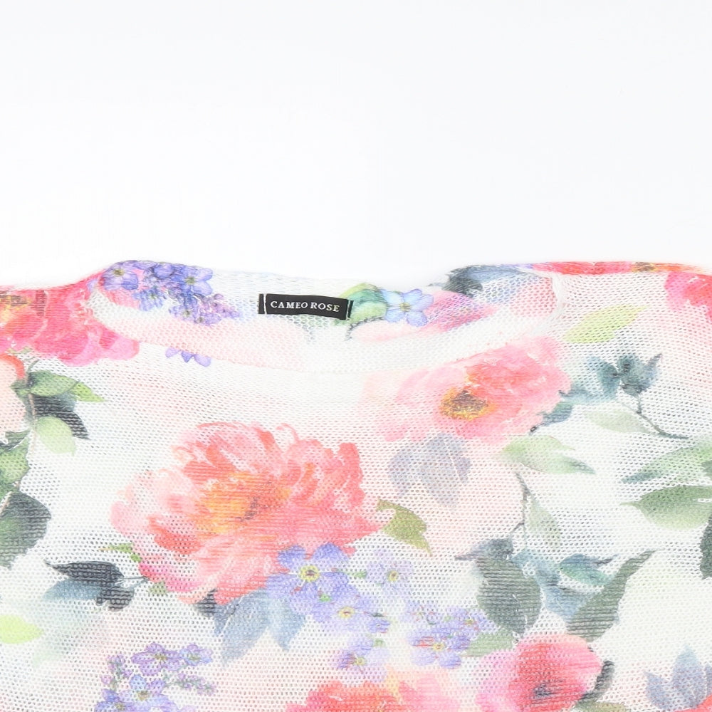 Cameo rose Womens White Floral  Pullover Jumper Size M