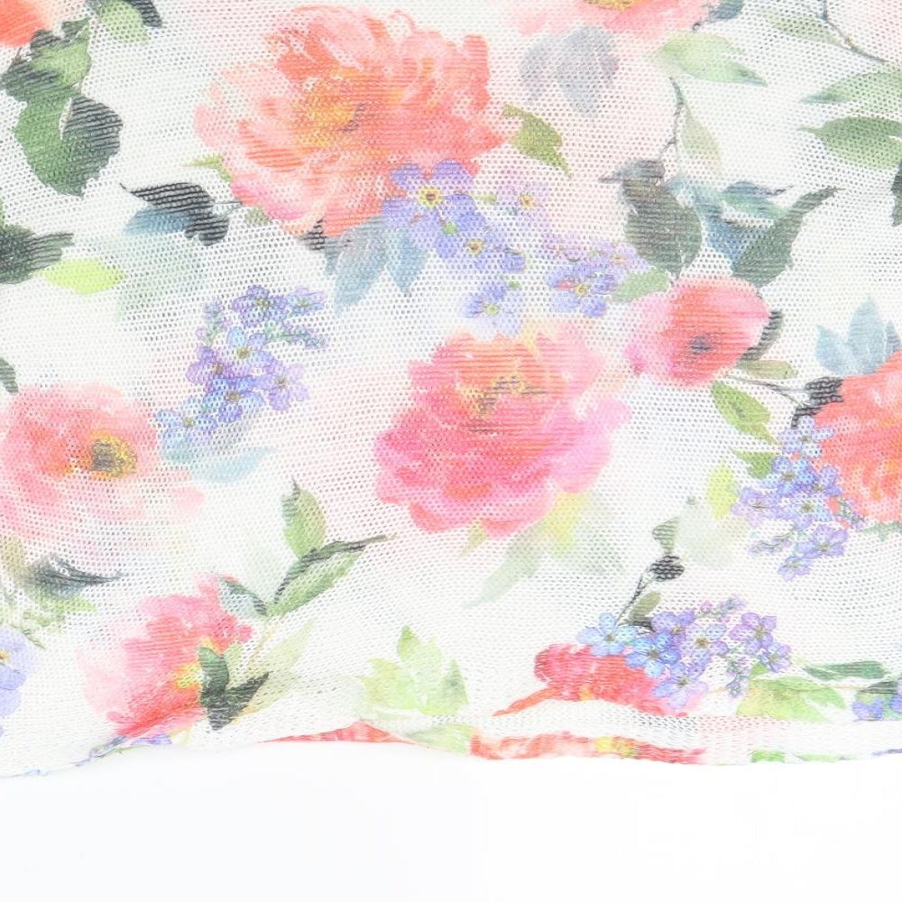 Cameo rose Womens White Floral  Pullover Jumper Size M