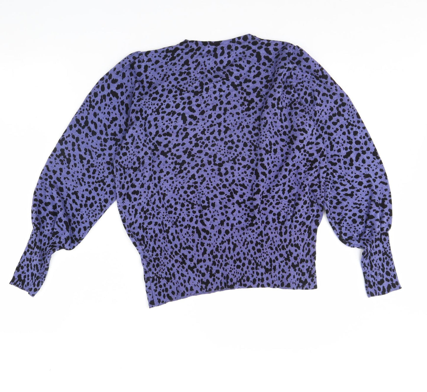 M&s Womens Blue Animal Print  Pullover Jumper Size 16