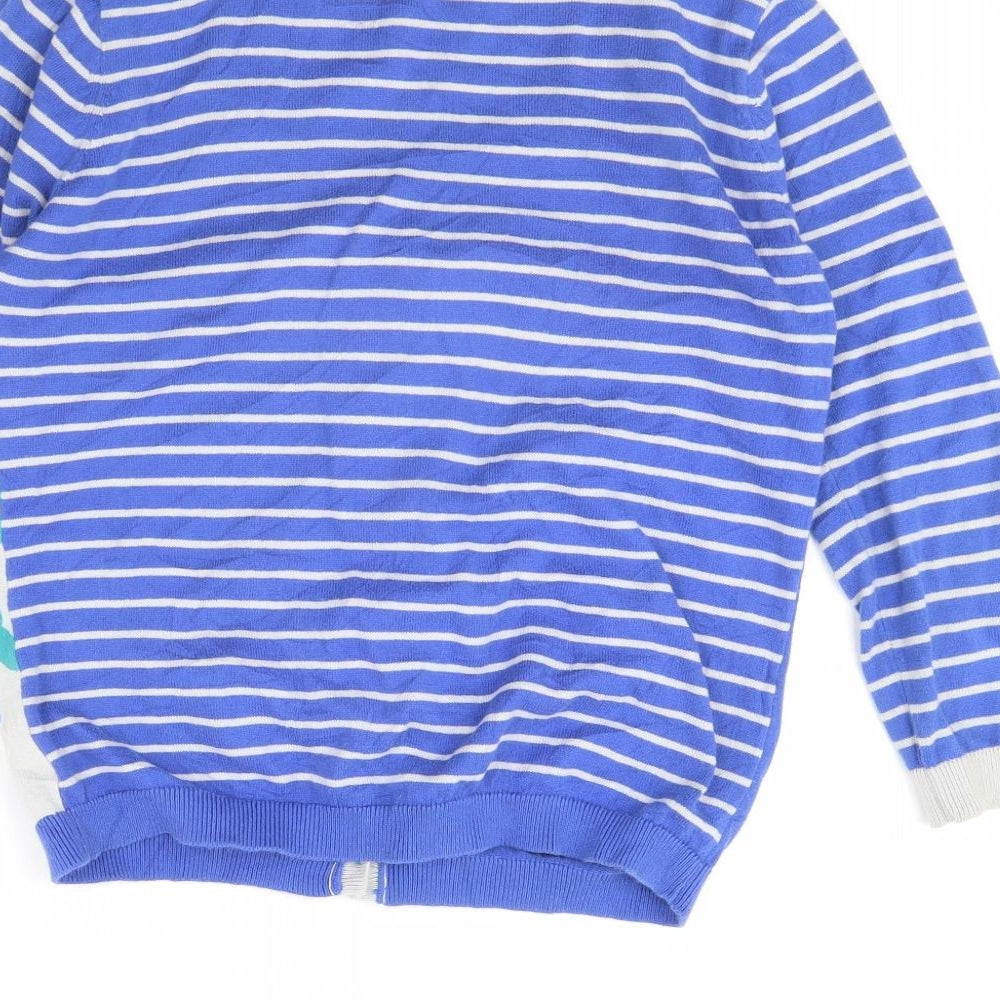 Per Una Womens Blue Striped  Cardigan Jumper Size 12