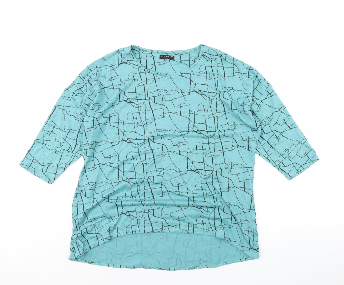 Viz a Viz Womens Blue Geometric  Pullover Jumper Size 20