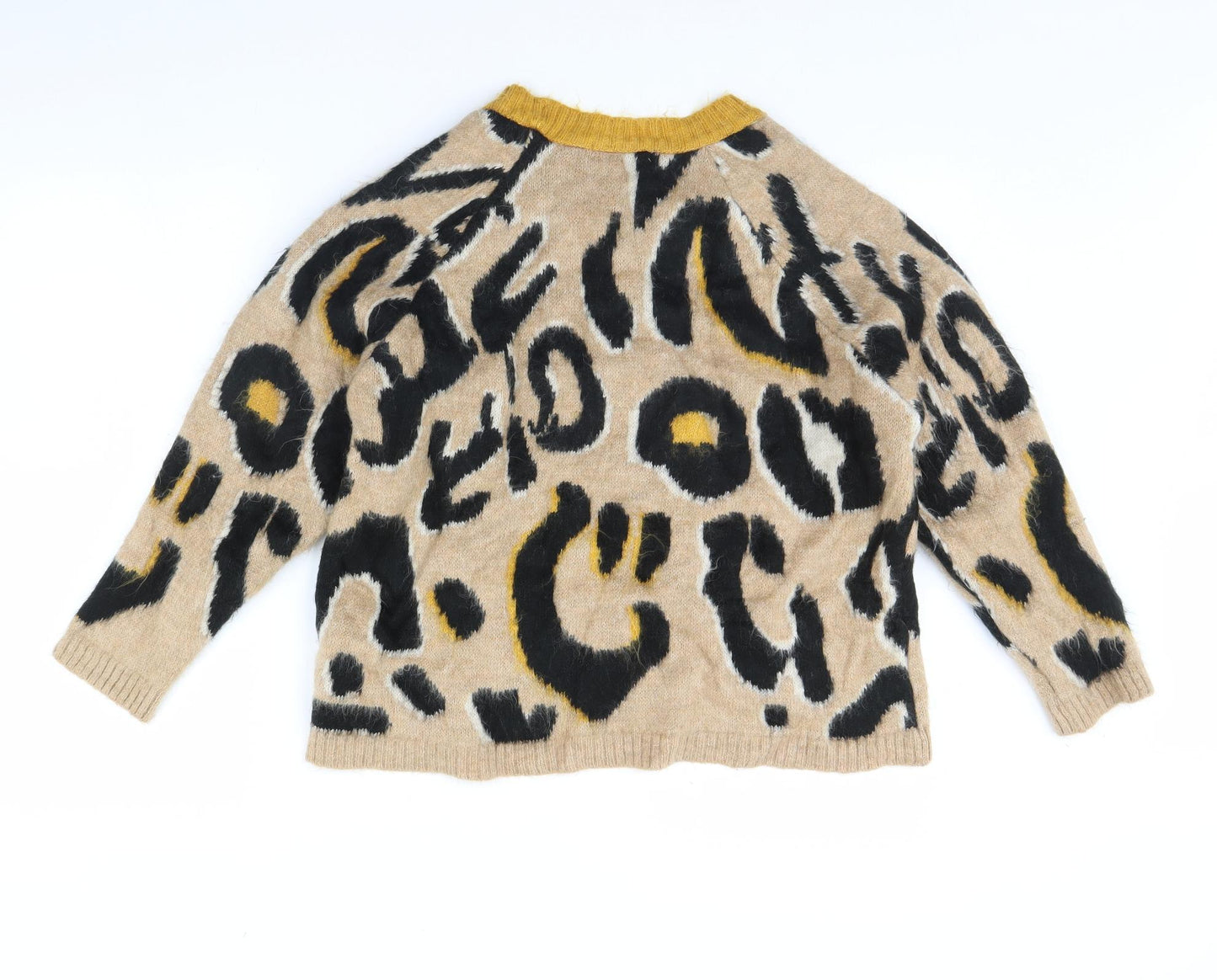 Stradivarius Womens Beige Animal Print  Pullover Jumper Size S