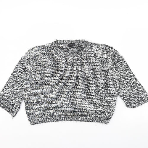 Topshop Womens Blue Herringbone  Pullover Jumper Size 14